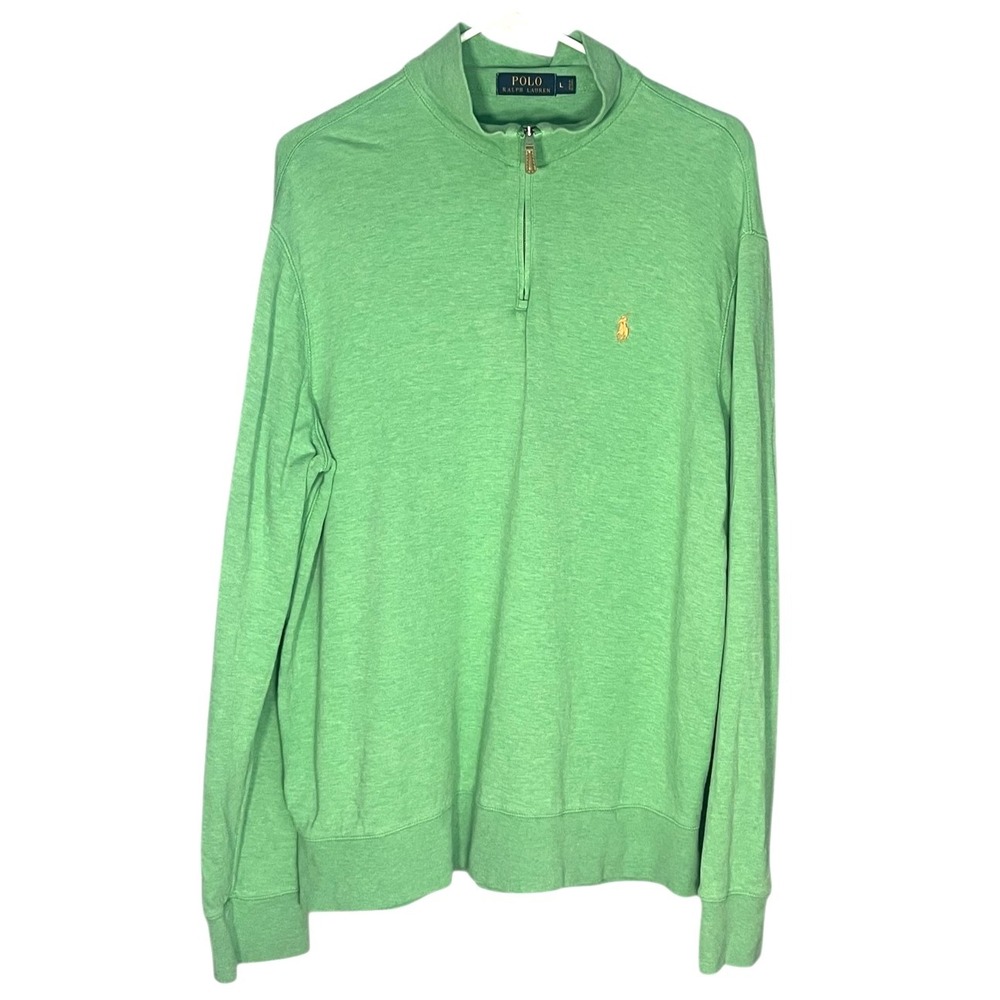 Polo Ralph Lauren Men's 1/4 Zip Mock Neck Long Sleeve Pullover Green L